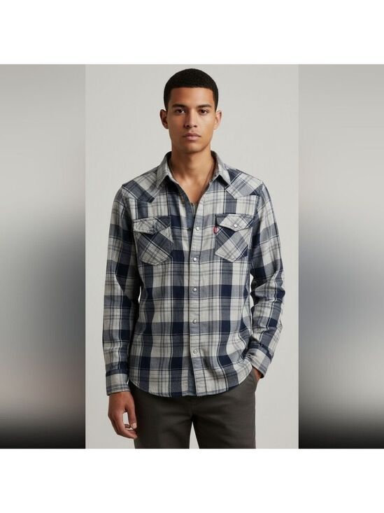 Levi's Other - Levi's Blue and White Plaid Casual Button Down Shirt